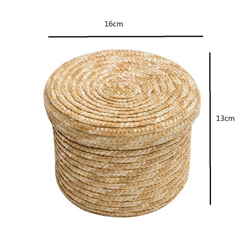 Woven Straw Baskets With Lid