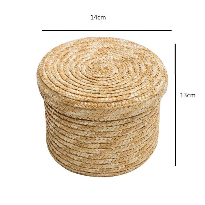 Woven Straw Baskets With Lid