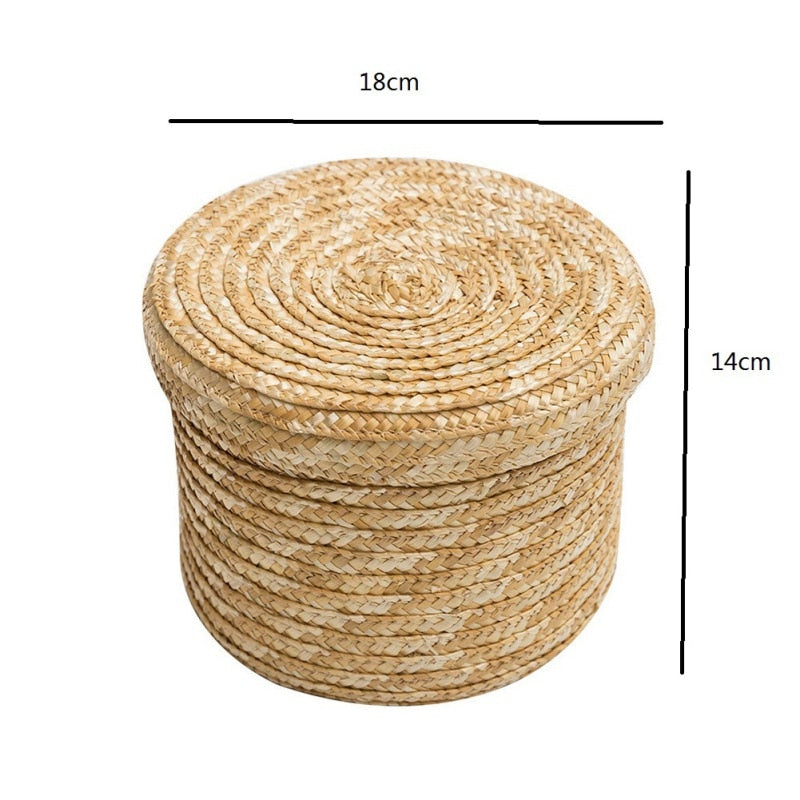 Woven Straw Baskets With Lid