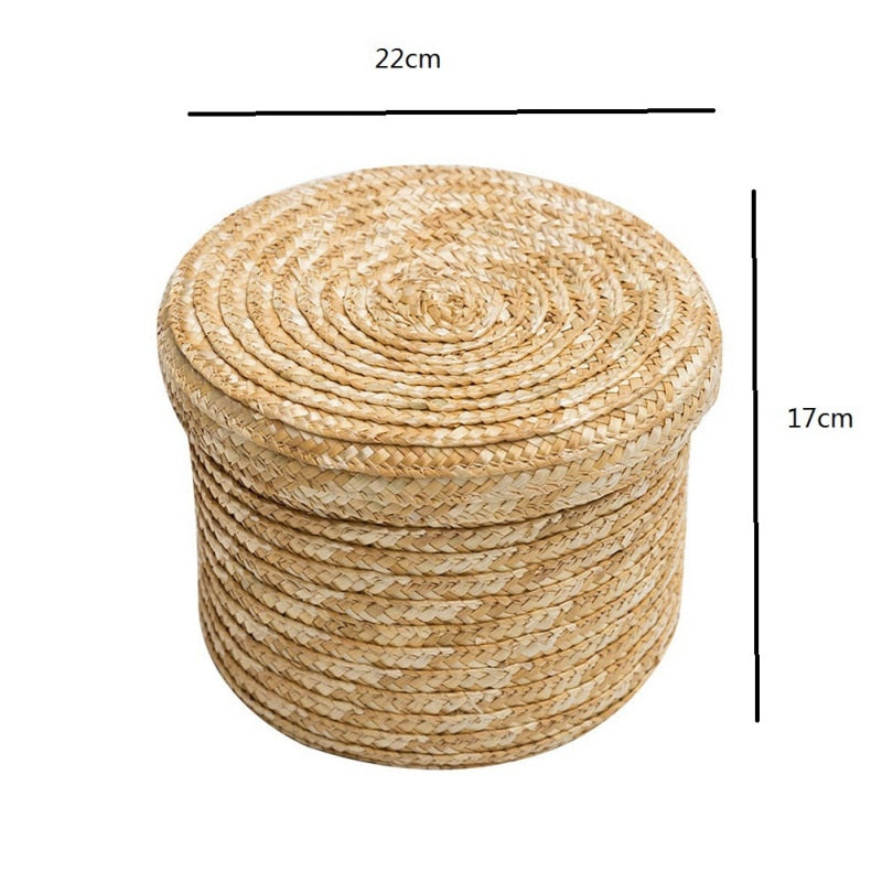 Woven Straw Baskets With Lid